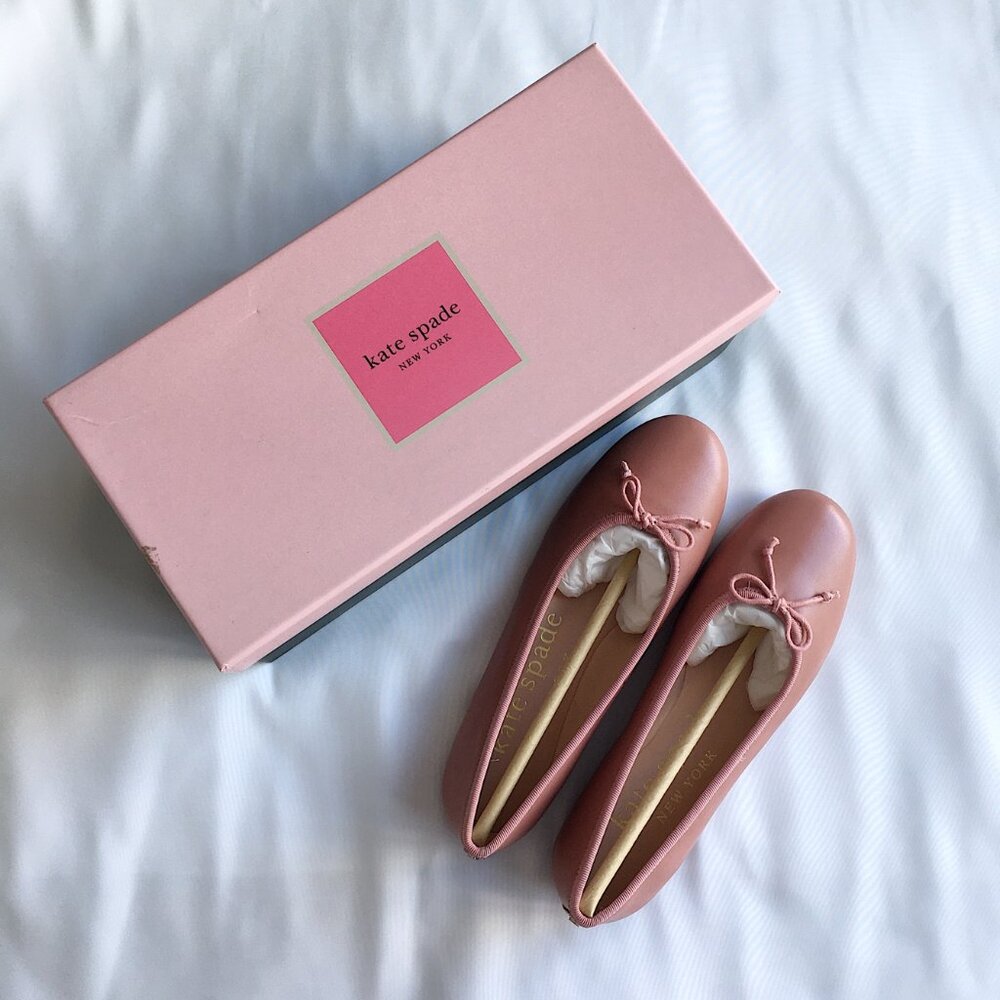 Kate Spade New York Honey Leather Ballet Flats in Blusher Pink in Size 7